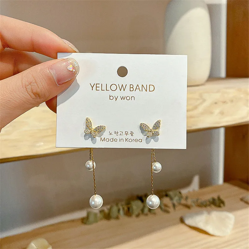 Butterfly Earrings Long Pearl Earrings Tassel Earrings Temperament Face Thin Stud Earrings Caja Misteriosa Earings for Women 
Butterfly Earrings Long Pearl Earrings Tassel Earrings Temperament Face Thin Stud Earrings Caja Misteriosa Earings for Women
