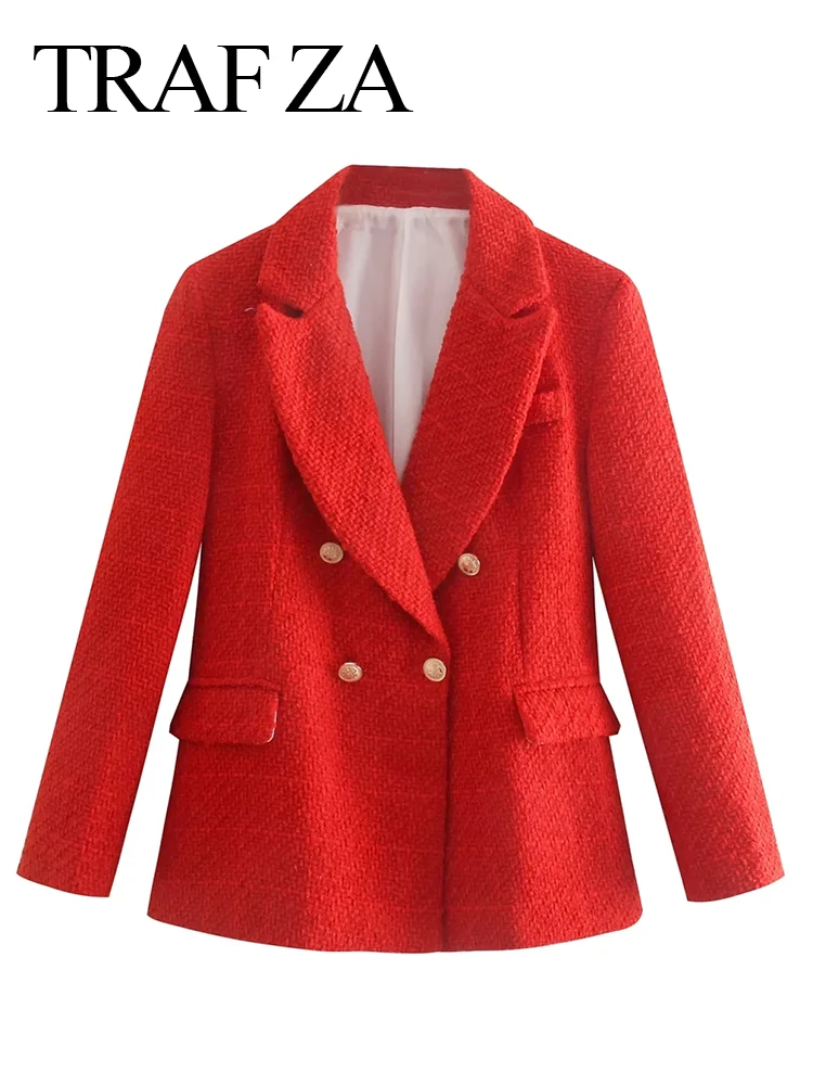 TRAF ZA Women Elegant Casual Tweed Blazer Vintage Office Lady Autumn Solid Jacket Coat Double Breasted Outwear Female Chic Top
TRAF ZA Women Elegant Casual Tweed Blazer Vintage Office Lady Autumn Solid Jacket Coat Double Breasted Outwear Female Chic Top