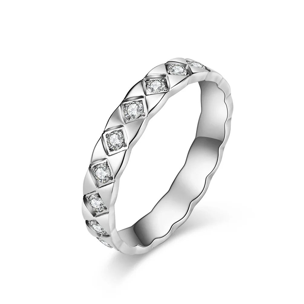 

4mm Stainless Steel Stackable CZ Eternity Ring Wedding Band for Women Men Size 5-11