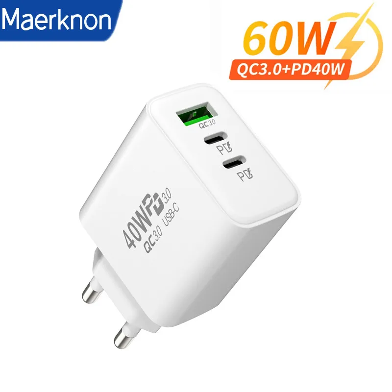60W PD USB Charger Quick Charge QC3.0 Cellphone Fast Charger Type C Adapter 3 Ports EU/US Plug For iPhone Xiaomi Huawei Oneplus
60W PD USB Charger Quick Charge QC3.0 Cellphone Fast Charger Type C Adapter 3 Ports EU/US Plug For iPhone Xiaomi Huawei Oneplus
