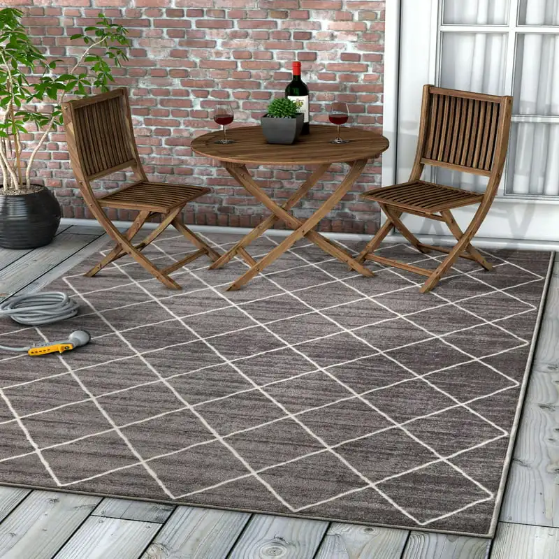 

Court Clover 5' x 7' Modern Geometric Lattice Trellis Grey Non-Slip Indoor/Outdoor Area Rug Mat Girl room decor Rugs living room