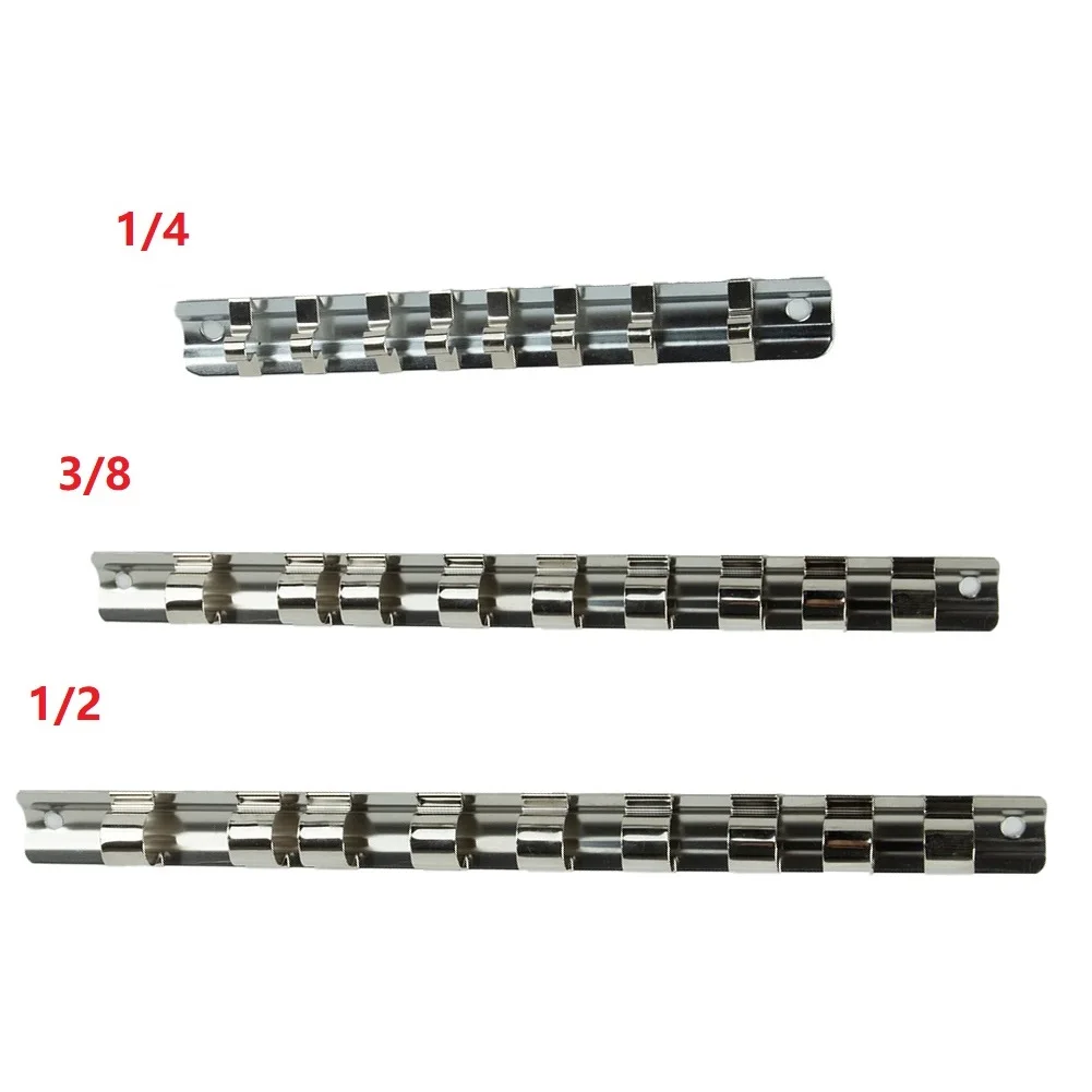 Socket Storage Rack Holder 1/4‘’ 3/8‘’ 1/2‘’ With 8 Clips On Rail Tool Organizer Storage Power Tool Accessories
Socket Storage Rack Holder 1/4‘’ 3/8‘’ 1/2‘’ With 8 Clips On Rail Tool Organizer Storage Power Tool Accessories