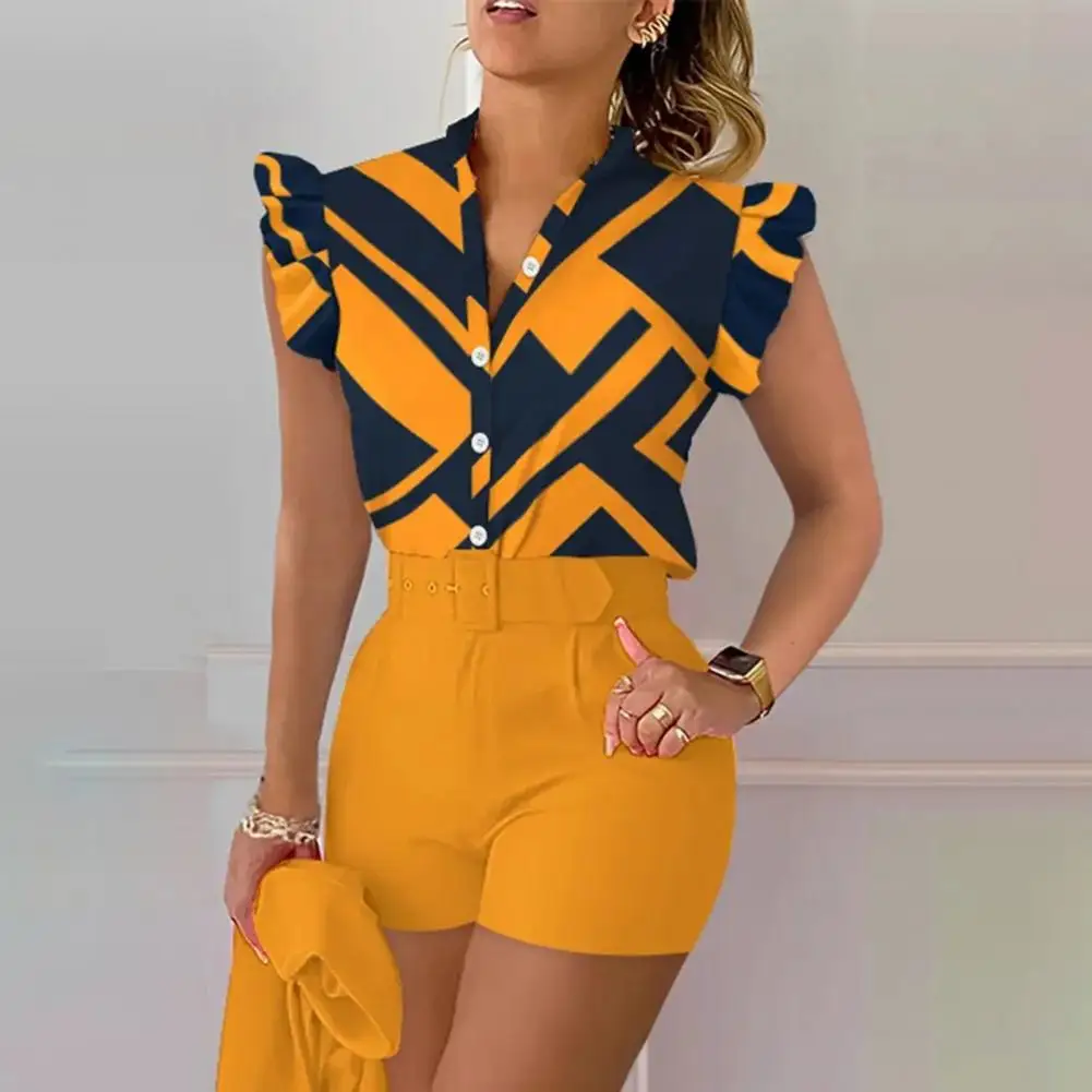 Women Top Shorts Set Flower Printing Belt Shirt Shorts Suit High Waist OL Tight Waist Ladies Summer Suit conjuntos cortos
Women Top Shorts Set Flower Printing Belt Shirt Shorts Suit High Waist OL Tight Waist Ladies Summer Suit conjuntos cortos