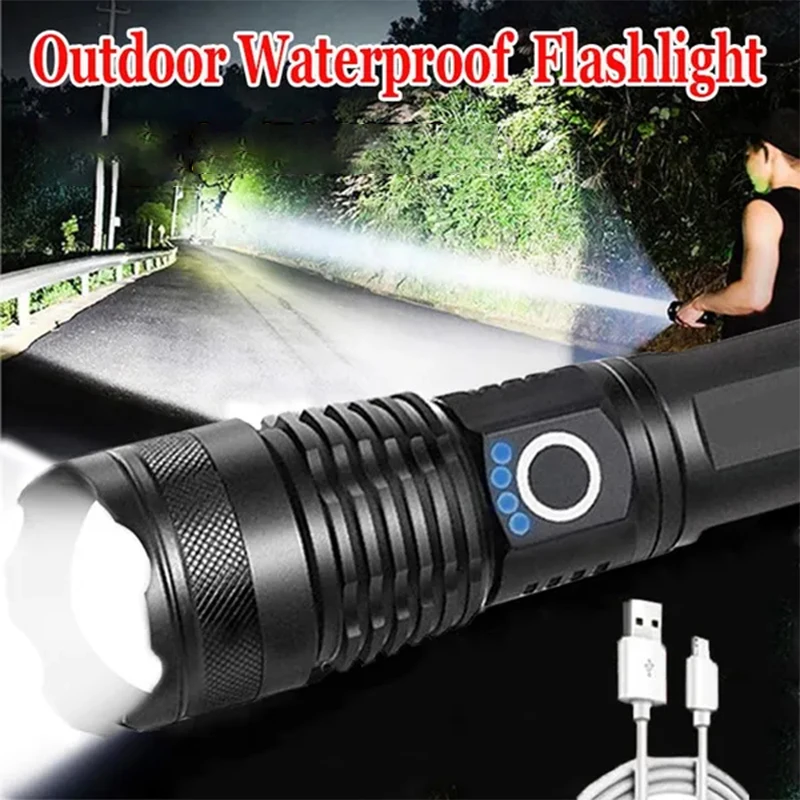 High Power XHP100 Led Flashlight Rechargeable 4 Core Torch Zoom Usb Hand Lantern For Camping, Outdoor & Emergency Use
High Power XHP100 Led Flashlight Rechargeable 4 Core Torch Zoom Usb Hand Lantern For Camping, Outdoor & Emergency Use