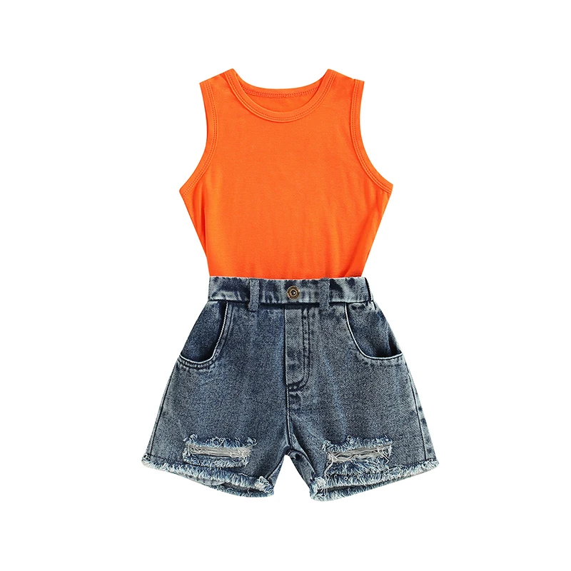 2 Pcs Infant Summer Kid Girls Solid Tank Tops Gradient Ripped Short Jeans Outfits Clothing
2 Pcs Infant Summer Kid Girls Solid Tank Tops Gradient Ripped Short Jeans Outfits Clothing
