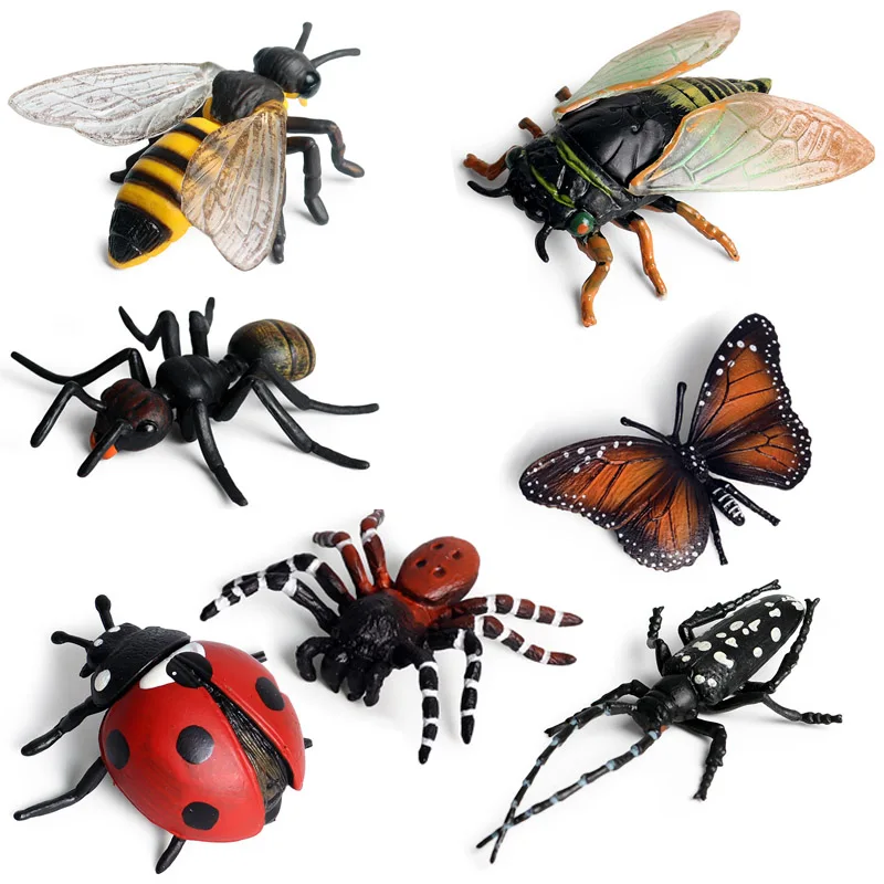 

BANDAI модель животного, игрушка-насекомое, паук, пчела, муравьи, знакомые, Бабочка, Жук, детская развивающая фигурка, игрушки