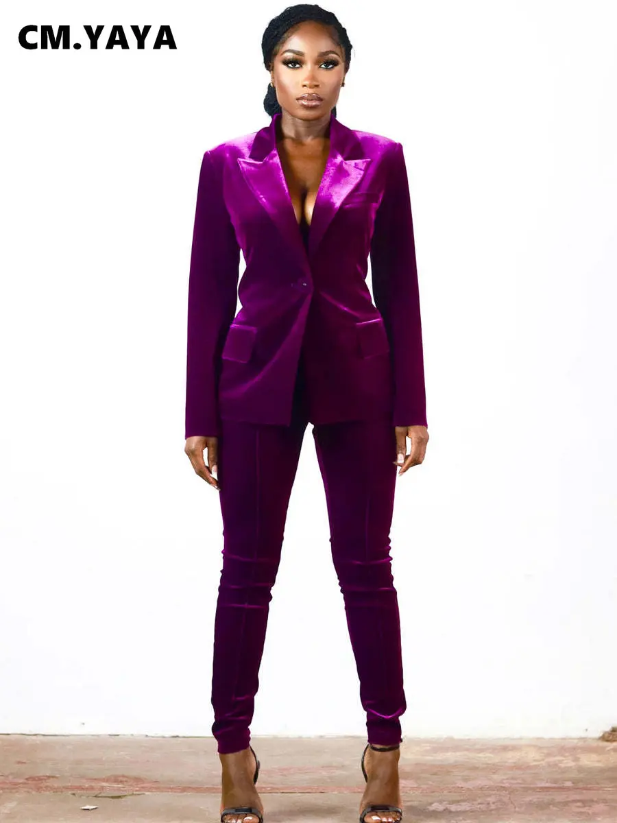 CM.YAYA Vintage Women Velvet Blazer Suit and Jogger Pants Two 2 Piece Set Outfits Fashion Female Street Autumn Winter Tracksuit
CM.YAYA Vintage Women Velvet Blazer Suit and Jogger Pants Two 2 Piece Set Outfits Fashion Female Street Autumn Winter Tracksuit