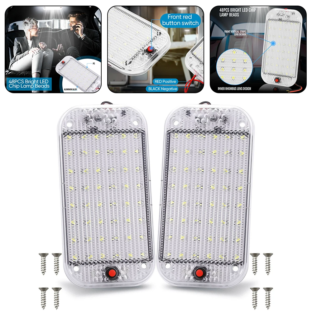 High Quality Dome Light Roof Light 2 Pcs 48 LED 6000K Accessories Aluminum Alloy High Brightess PC Replacements
High Quality Dome Light Roof Light 2 Pcs 48 LED 6000K Accessories Aluminum Alloy High Brightess PC Replacements