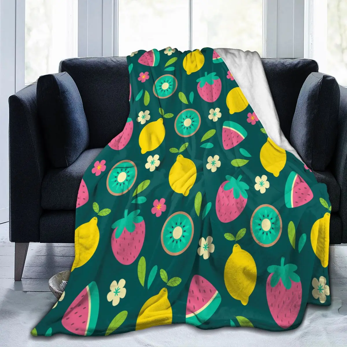 

Мягкое теплое фланелевое одеяло с тропическими фруктами для путешествий, переносное зимнее тонкое покрывало для кровати, дивана, одеяло