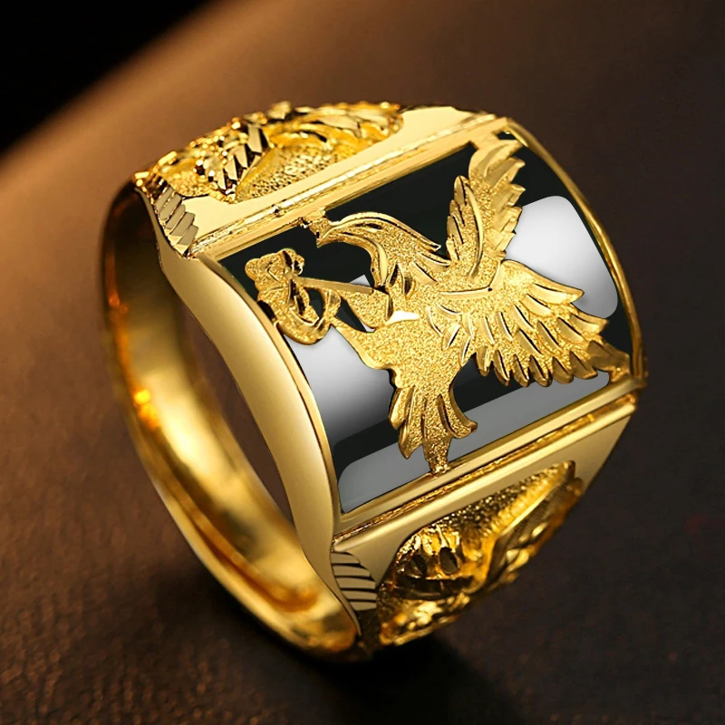 New copper material high-end ring punk rock eagle men's ring black stone gold ring personality temperament jewelry wholesale
New copper material high-end ring punk rock eagle men's ring black stone gold ring personality temperament jewelry wholesale