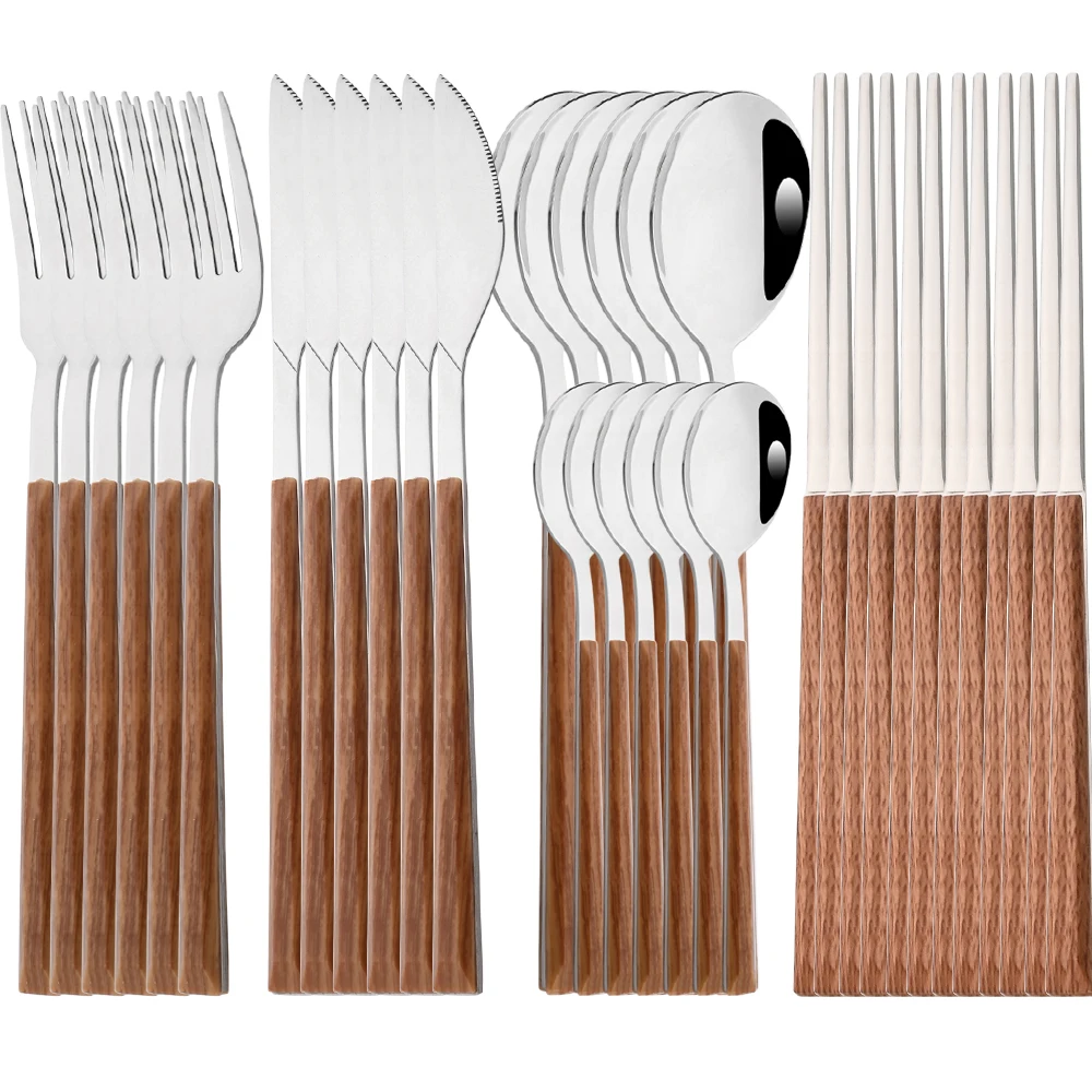 Brown Silver Cutlery Fork Knife Spoon Dinnerware Western Imitation Wood Flatware Stainless Steel Tableware Set Kitchen Flatware
Brown Silver Cutlery Fork Knife Spoon Dinnerware Western Imitation Wood Flatware Stainless Steel Tableware Set Kitchen Flatware