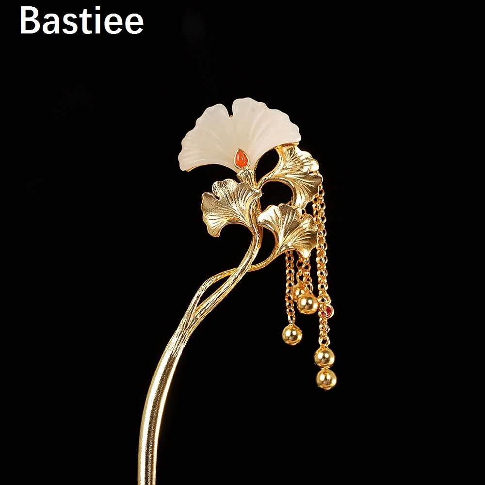 Bastiee Chinese Ethnic Palace Style Hairpin S925 Sterling Silver Gilded Hotan Jade Ginkgo Leaf Hanmade Hair Sticks
Bastiee Chinese Ethnic Palace Style Hairpin S925 Sterling Silver Gilded Hotan Jade Ginkgo Leaf Hanmade Hair Sticks