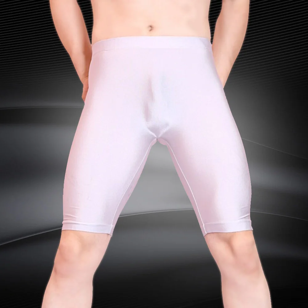 

Summer Spring Men Glossy Satin Shorts Fitness Plus Size Sports Ice Silk Workout Tight Jogger Bottoms