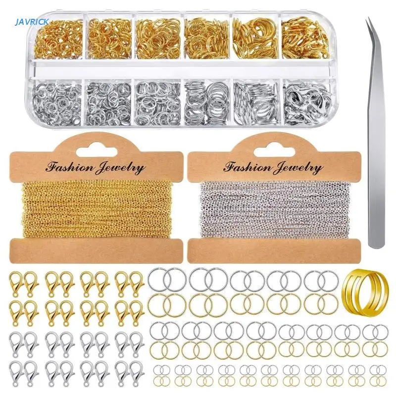 24.6 Feet Jewelry Chain with Lobster Clasps Jump Rings Tweezers for Necklace
24.6 Feet Jewelry Chain with Lobster Clasps Jump Rings Tweezers for Necklace