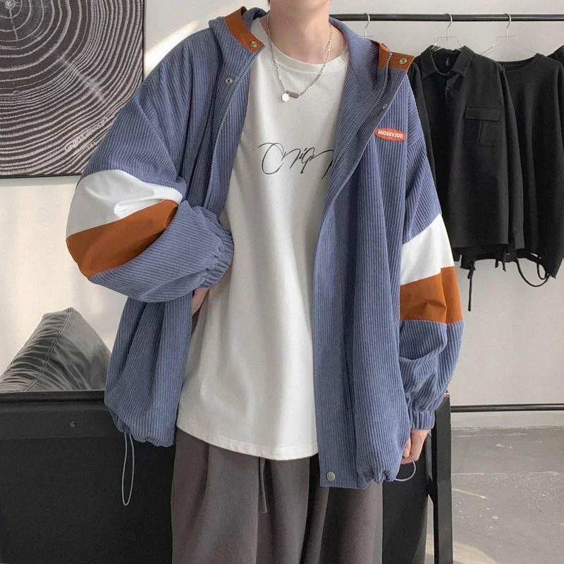 2021 spring autumn men's jacket contrast color cardigan hooded corduroy coat unisex Korean style trendy handsome varsity jacket
2021 spring autumn men's jacket contrast color cardigan hooded corduroy coat unisex Korean style trendy handsome varsity jacket