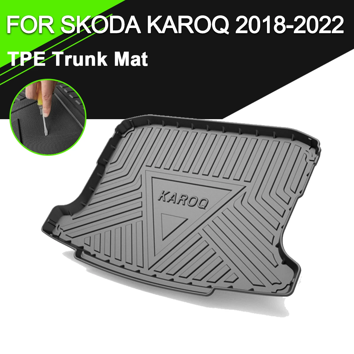 Коврик для багажника ТПЭ SKODA KAROQ 2018-2022 автомобильный водонепроницаемый