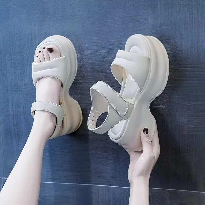 Женские босоножки на платформе, повседневные однотонные босоножки с круглым носком и ремешком с пряжкой, лето 2024
Женские босоножки на платформе, повседневные однотонные босоножки с круглым носком и ремешком с пряжкой, лето 2024