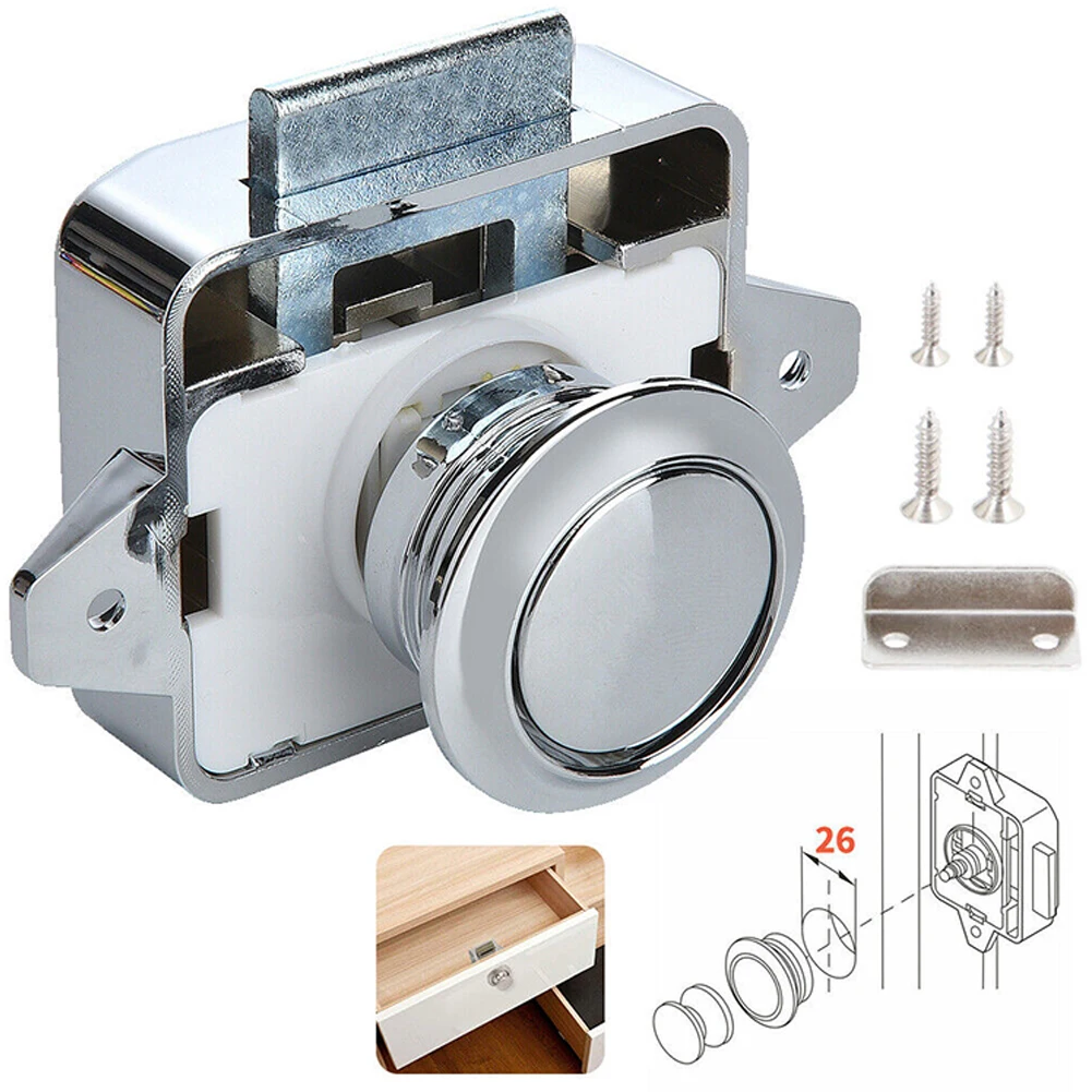 1Pcs Push Button Keyless Lock Latch Cupboard Caravan Lock For RV Drawer Cabinet Doors Camper Car Push Locks Cabinet Drawer Latch
1Pcs Push Button Keyless Lock Latch Cupboard Caravan Lock For RV Drawer Cabinet Doors Camper Car Push Locks Cabinet Drawer Latch