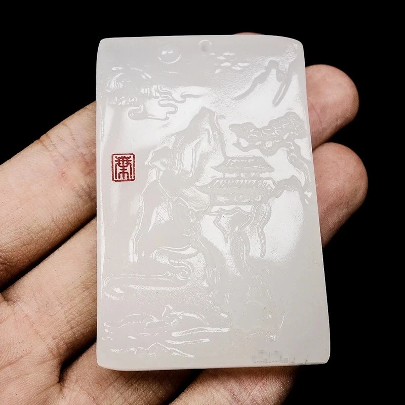 Natural White Jade Hand Carved Landscape Pendant Fashion Boutique Jewelry Men's and Women's Landscape Painting Necklace Gift
Natural White Jade Hand Carved Landscape Pendant Fashion Boutique Jewelry Men's and Women's Landscape Painting Necklace Gift