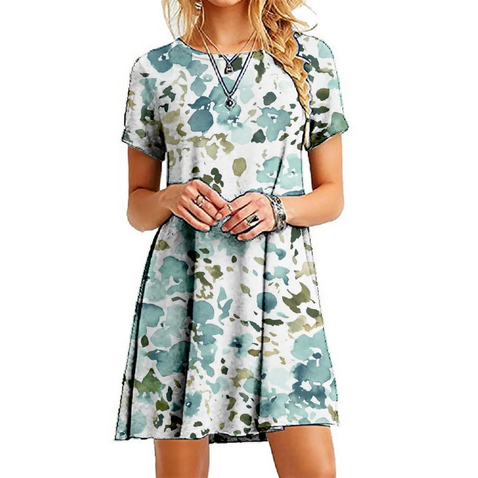 Mother of Bride Dresses Women's Printed Casual Round Neck Loose Fitting Short Sleeved Dress Top Dress
Mother of Bride Dresses Women's Printed Casual Round Neck Loose Fitting Short Sleeved Dress Top Dress