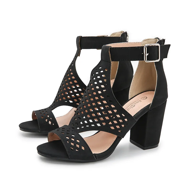 Women's Shoes Hollow Fish Mouth Sandals Summer New Plus-size Female High Heels Ankle Buckle Back Zipper Thick Heels Ladies Pumps
Women's Shoes Hollow Fish Mouth Sandals Summer New Plus-size Female High Heels Ankle Buckle Back Zipper Thick Heels Ladies Pumps