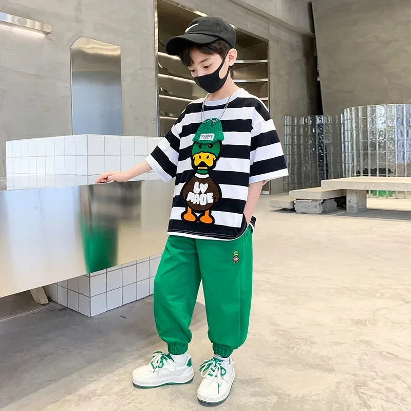 Summer Boys Suit New Children's Striped Short Sleeve T-Shirt Shorts Suit Boys Clothes Suit 4 6 8 10 12Y 
Summer Boys Suit New Children's Striped Short Sleeve T-Shirt Shorts Suit Boys Clothes Suit 4 6 8 10 12Y
