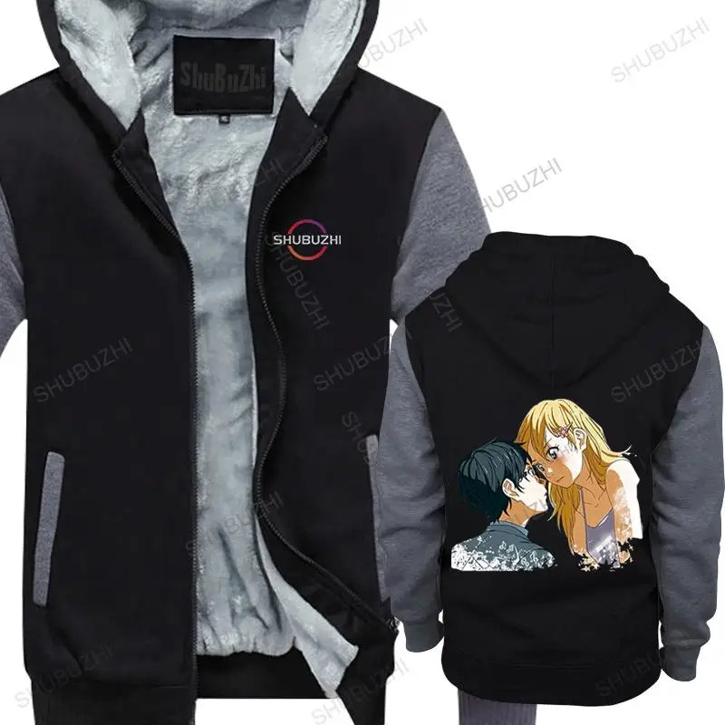 Мужская флисовая толстовка унисекс с капюшоном на молнии Shigatsu wa Kimi no Uso Your lie in April