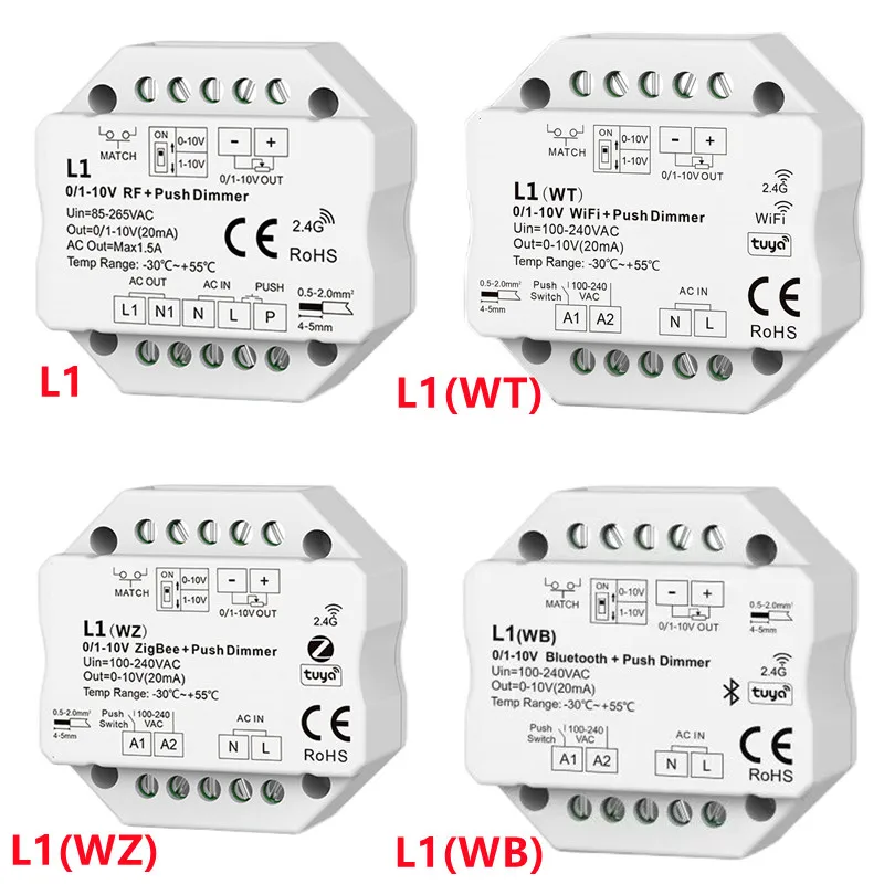 

2.4G dimming remote controller L1 L1(WT) L1(WZ) L1(WB) RF to 1 Channel 0/1-10V Dimmer ZigBee + RF + Push Dimmer