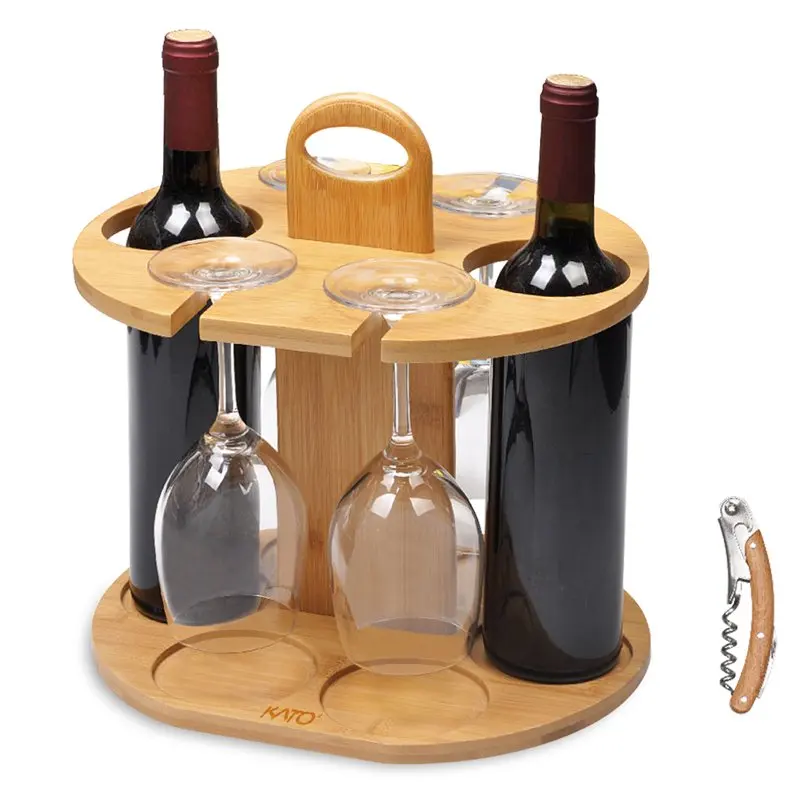 Wine 2 Bottle Holder & 4 Glass Rack, Wine Glass Hanging Drying Stand Organizer on Countertop Tabletop with Free Corkscrew, Bambo
Wine 2 Bottle Holder & 4 Glass Rack, Wine Glass Hanging Drying Stand Organizer on Countertop Tabletop with Free Corkscrew, Bambo