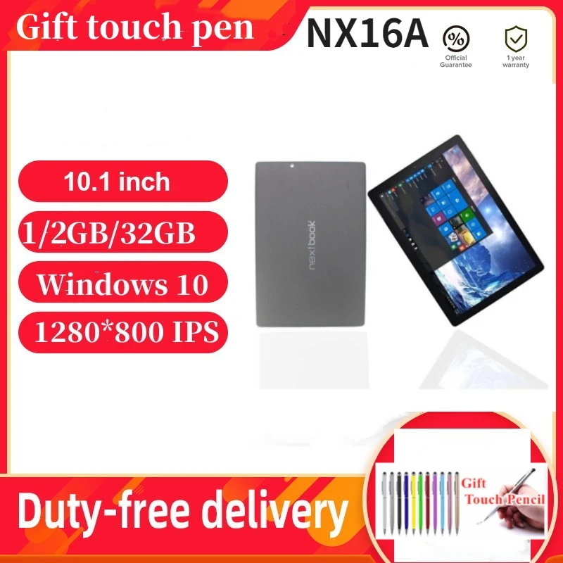 

10.1'' NX16A Windows 10 Home Nextbook Quad Core 1/2GB RAM 32GB ROM x5-8350 CPU 1280 x 800 FUll HD IPS Tablet PC With 5000MAH