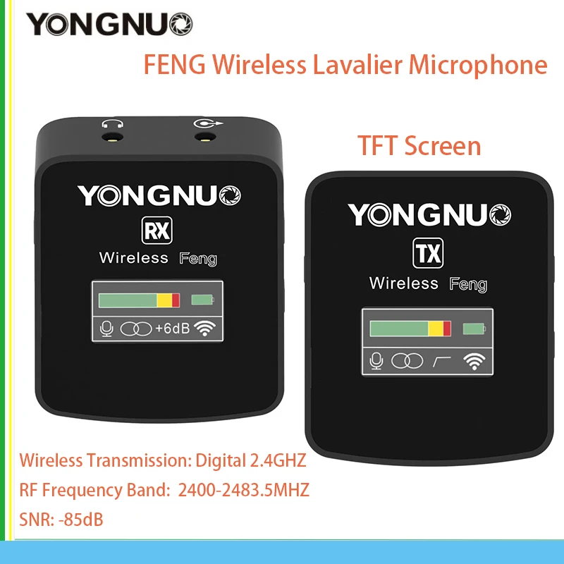 YONGNUO Mic FENG Wireless Lavalier Microphone 2.4GHz Interview Lavalier Lapel Mic Receiver Kit for Phones DSLR Tablet camcorder
YONGNUO Mic FENG Wireless Lavalier Microphone 2.4GHz Interview Lavalier Lapel Mic Receiver Kit for Phones DSLR Tablet camcorder