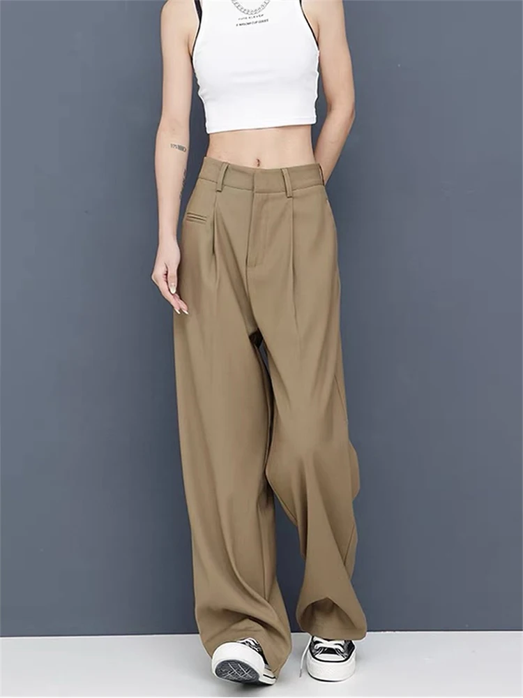 Spring Summer Solid Ladies Office Trousers Women High Waist Pants Pockets Female Fashion All-Match Pleated Wide Leg Pants 2022
Spring Summer Solid Ladies Office Trousers Women High Waist Pants Pockets Female Fashion All-Match Pleated Wide Leg Pants 2022
