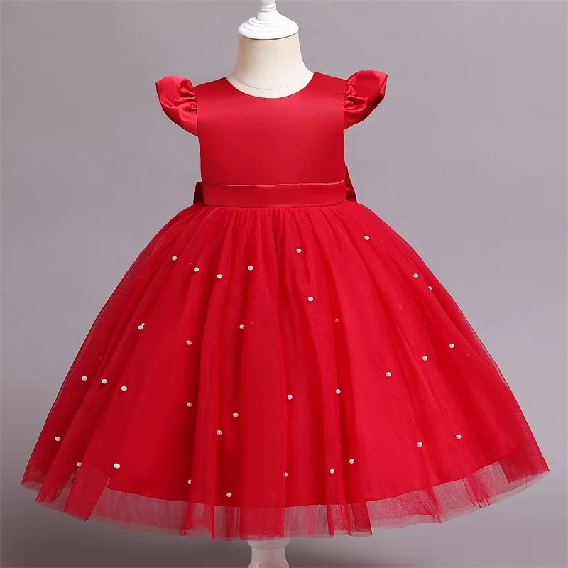 2022 красные элегантные новогодние платья принцессы для детей костюм выпускного