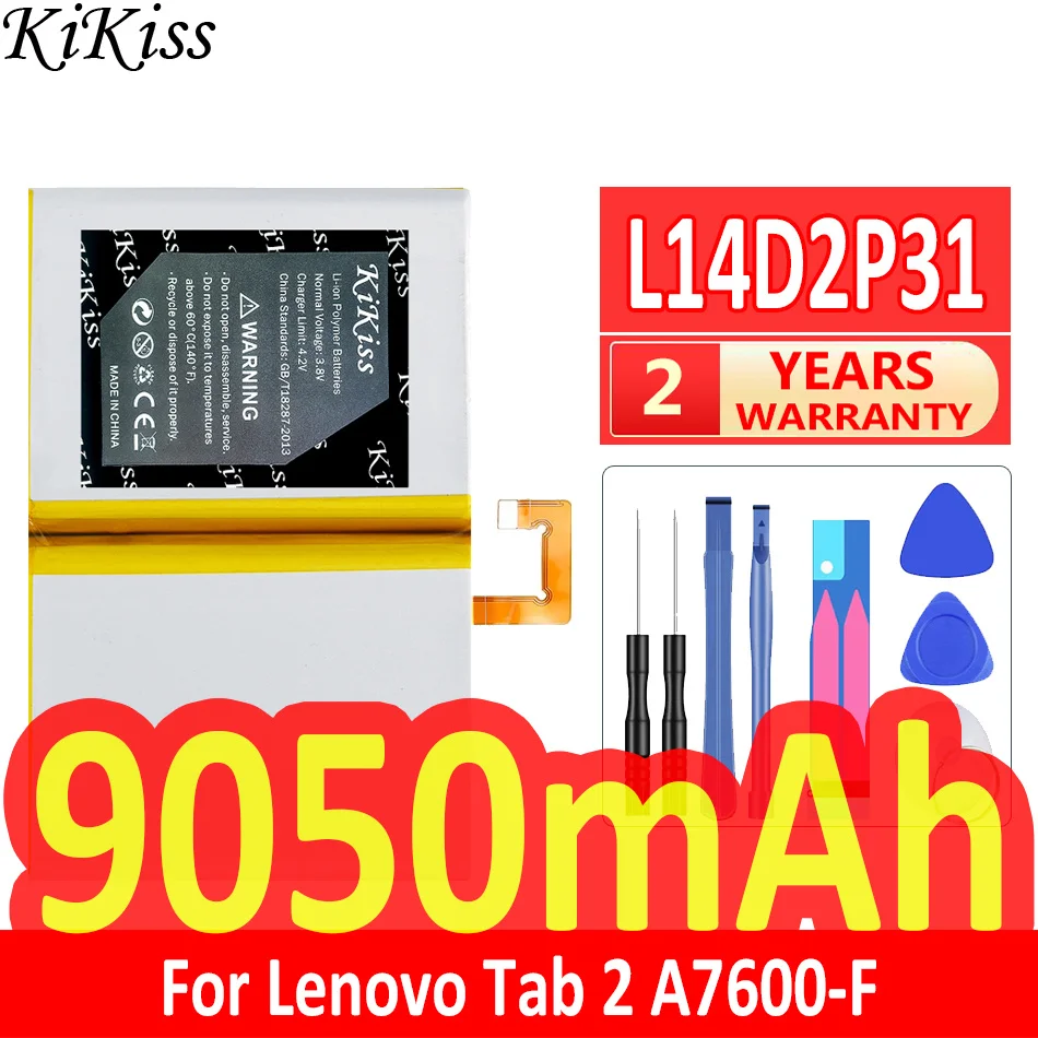 9050mAh KiKiss Powerful Battery L14D2P31 For Lenovo Tab 2 A7600-F A10-70F Tab2 A10-70 A10-70L
9050mAh KiKiss Powerful Battery L14D2P31 For Lenovo Tab 2 A7600-F A10-70F Tab2 A10-70 A10-70L
