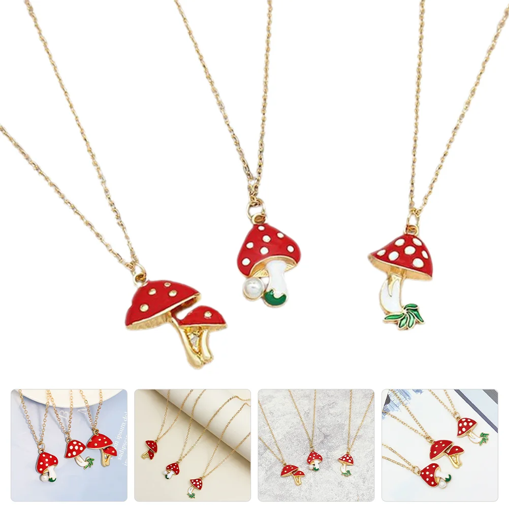 3 Pcs Mushroom Necklace Pearls Necklace Three-dimensional Alloy Pendulum Necklace
3 Pcs Mushroom Necklace Pearls Necklace Three-dimensional Alloy Pendulum Necklace