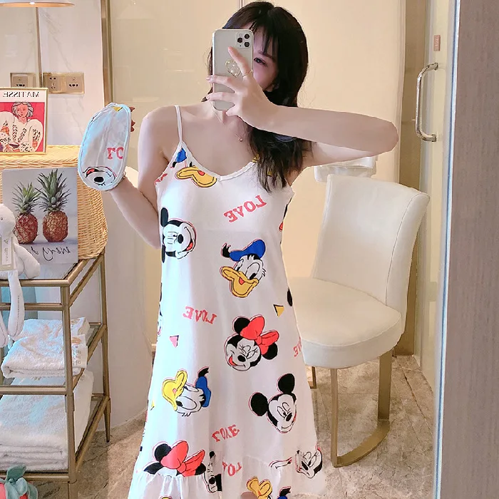 Disney Summer Minnie robes Donald Duck V-neck sleepwear princess nightgowns casual strap nightdress mickey mouse
Disney Summer Minnie robes Donald Duck V-neck sleepwear princess nightgowns casual strap nightdress mickey mouse