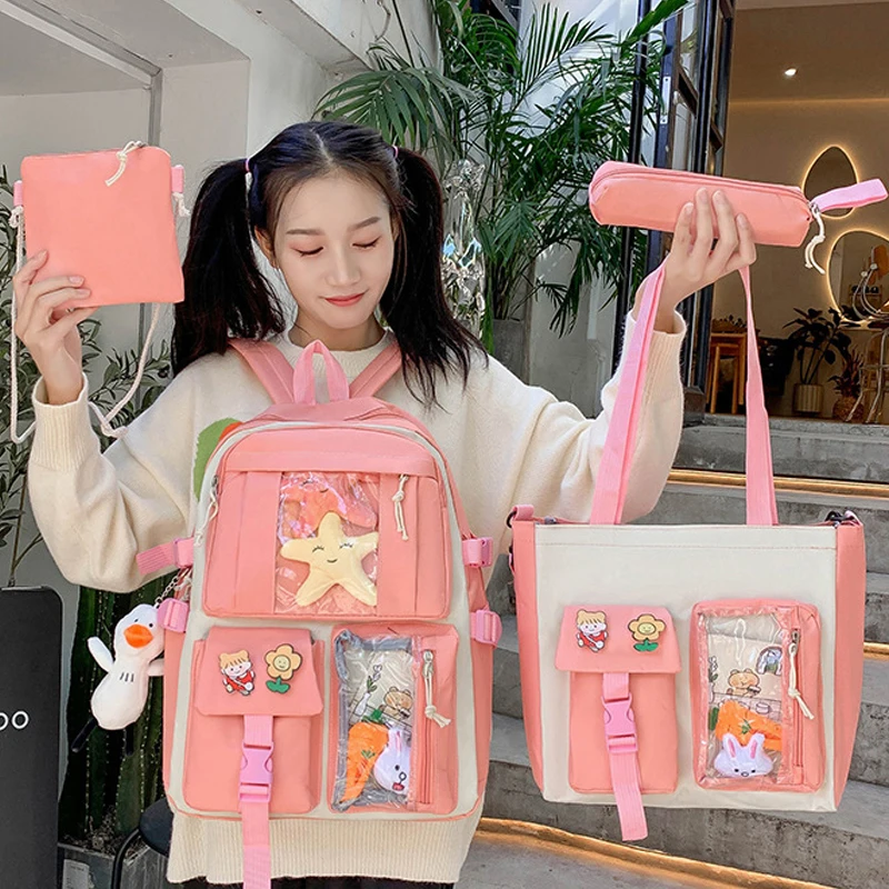 Набор из 4-х предметов, школьные сумки для девочек-подростков, милый женский рюкзак с мультяшным принтом в стиле Харадзюку, вместительный во...
Набор из 4-х предметов, школьные сумки для девочек-подростков, милый женский рюкзак с мультяшным принтом в стиле Харадзюку, вместительный во...