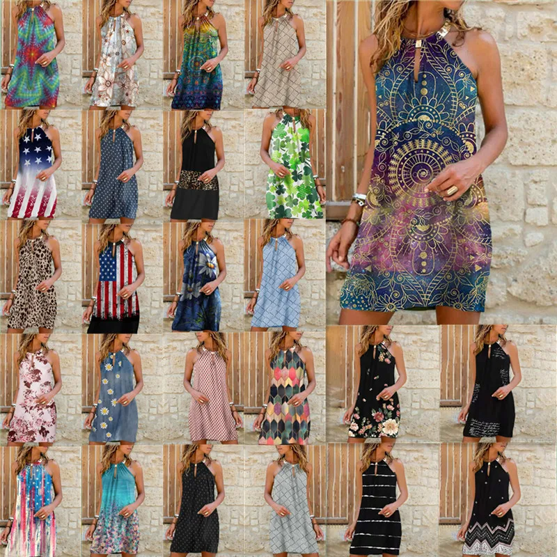 Summer Womens Boho Dresses 2022 Elegant Halter Floral Print Sleeveless Dress Casual Loose Sundress Beach Short Mini Vestidos
Summer Womens Boho Dresses 2022 Elegant Halter Floral Print Sleeveless Dress Casual Loose Sundress Beach Short Mini Vestidos
