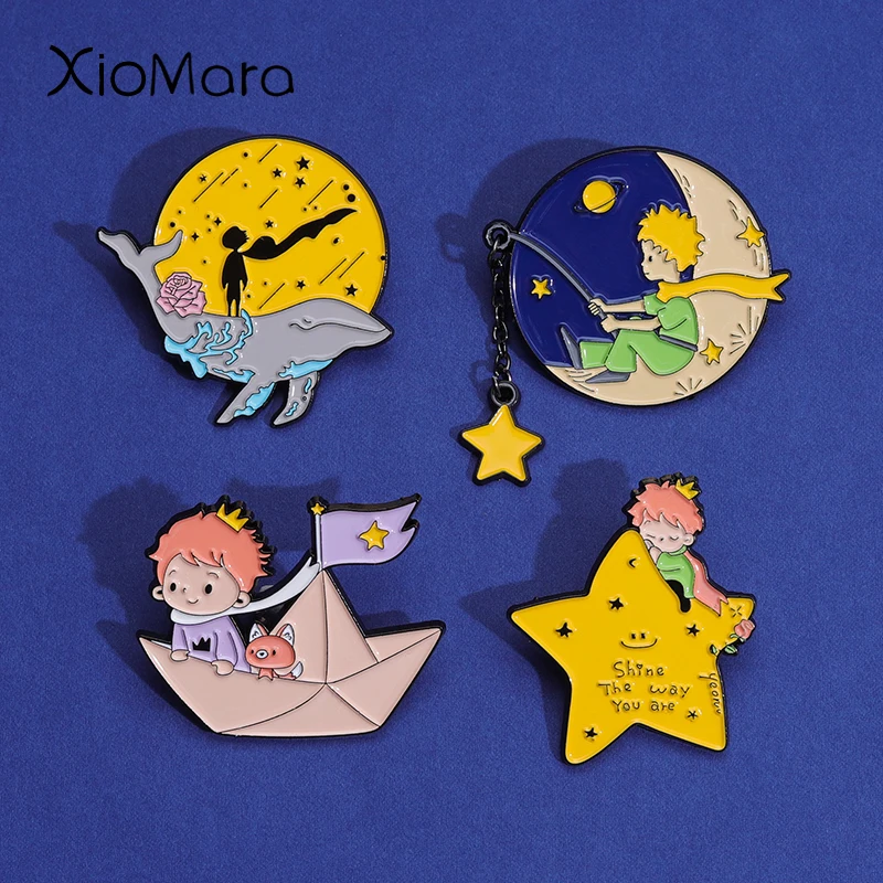Prince Fox rose Enamel Pins Custom Exoplaneta Sailing Star Moon Brooches Lapel Badges Cartoon Jewelry Gift For Kids Friends
Prince Fox rose Enamel Pins Custom Exoplaneta Sailing Star Moon Brooches Lapel Badges Cartoon Jewelry Gift For Kids Friends