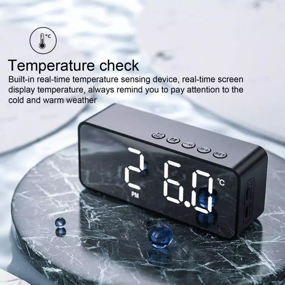 Support TF Card 2-in-1 Practical Bluetooth-compatible Loudspeaker Alarm Clock fo G50 Wireless Speaker Mini Mirror Surface Design
Support TF Card 2-in-1 Practical Bluetooth-compatible Loudspeaker Alarm Clock fo G50 Wireless Speaker Mini Mirror Surface Design