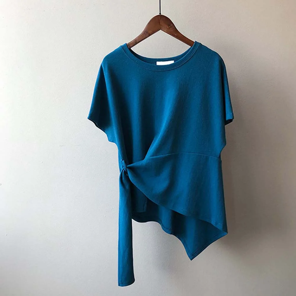 Women's T-shirt All-match Personality Irregular Solid Color Short-sleeved T-shirt Bottoming Shirt Casual Top Summer Japan Korean
Women's T-shirt All-match Personality Irregular Solid Color Short-sleeved T-shirt Bottoming Shirt Casual Top Summer Japan Korean