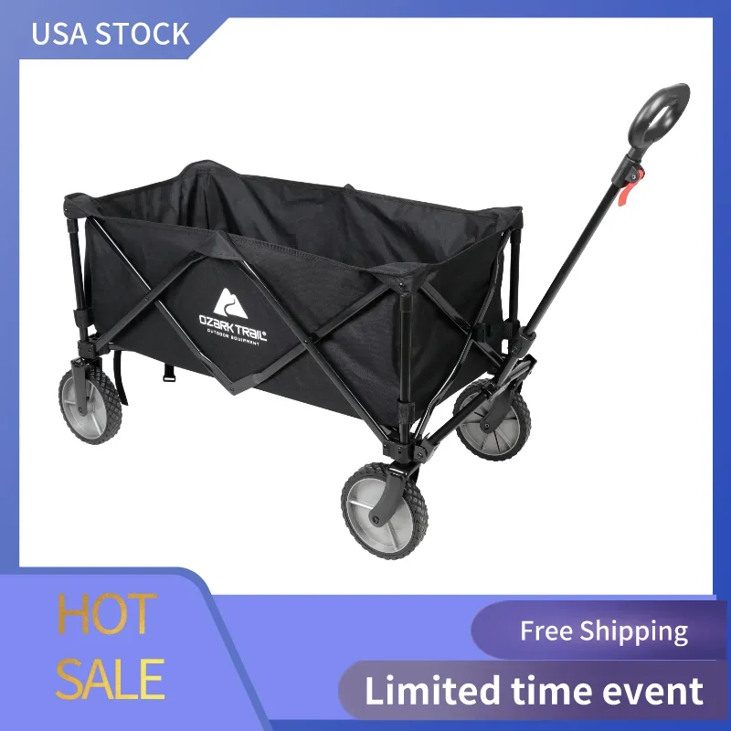 

Collapsible Folding Wagon with Large Capacity Ozark Trail Multipurpose Camp Wagon Cart,For Shopping and Beach Outdoor Use