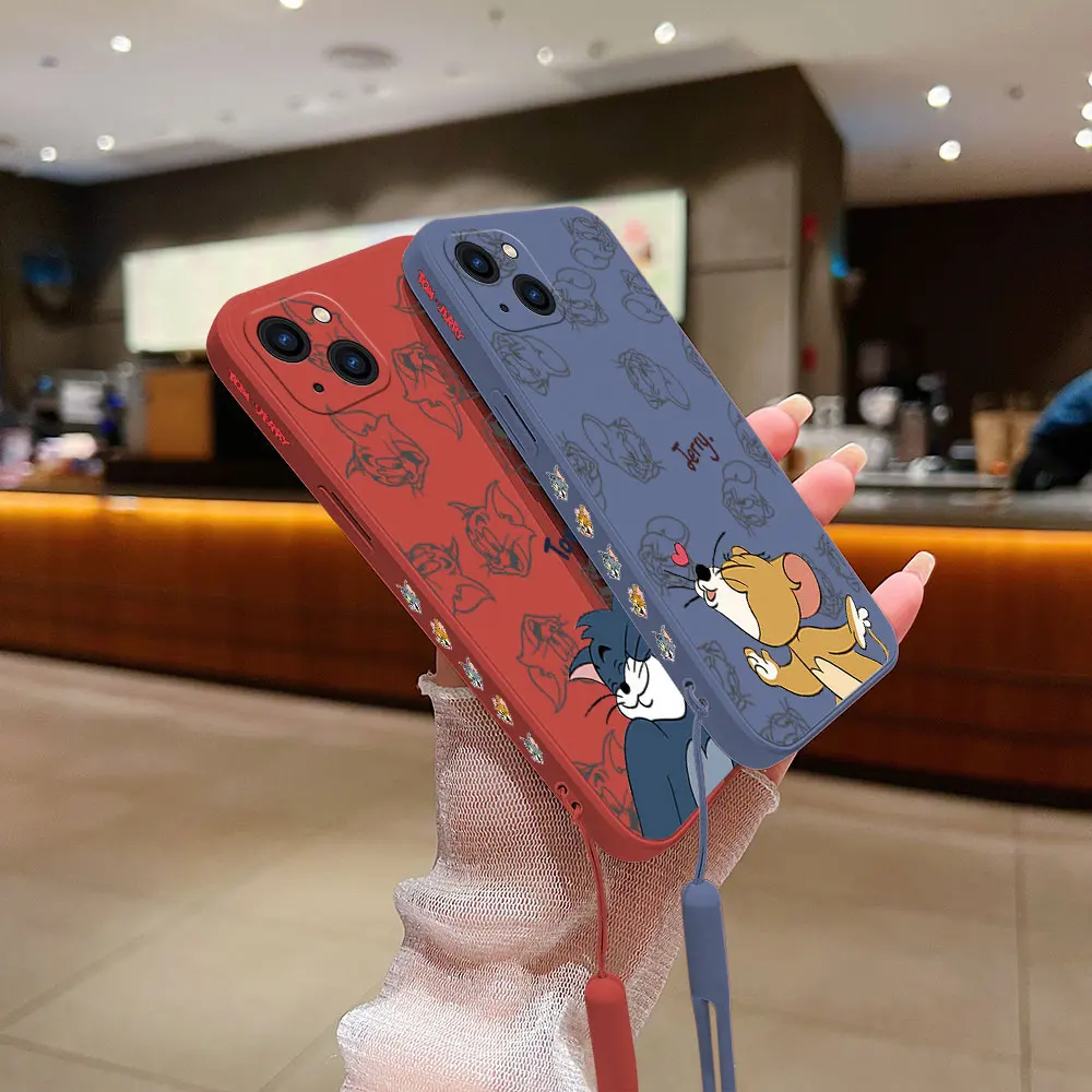Cute Cartoon Tom And Jerry Phone Case For iPhone 14 13 12 11 Pro Mini X XR XS MAX SE20 8 7 Plus Silicone Cases with Hand Strap
Cute Cartoon Tom And Jerry Phone Case For iPhone 14 13 12 11 Pro Mini X XR XS MAX SE20 8 7 Plus Silicone Cases with Hand Strap
