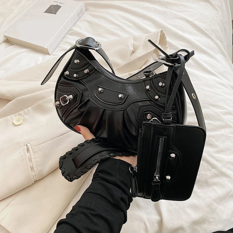 Women PU Leather Rivet Studded Shoulder Bag Lady Zipper Messenger Bags Hot Style Ladies Embroidered Bag Luxury Brand
Women PU Leather Rivet Studded Shoulder Bag Lady Zipper Messenger Bags Hot Style Ladies Embroidered Bag Luxury Brand
