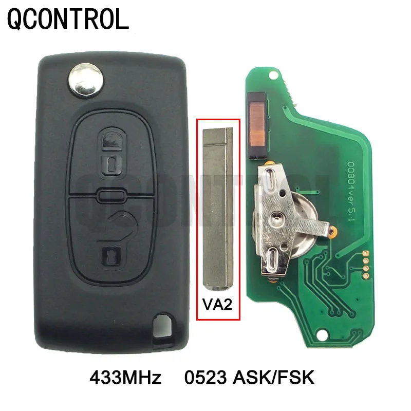 QCONTROL 2Buttons Car Remote Key 433MHz Fits for CITROEN C2 C3 C4 C5 Picasso Berlingo Alarm CE0523 ASK/FSK VA2
QCONTROL 2Buttons Car Remote Key 433MHz Fits for CITROEN C2 C3 C4 C5 Picasso Berlingo Alarm CE0523 ASK/FSK VA2