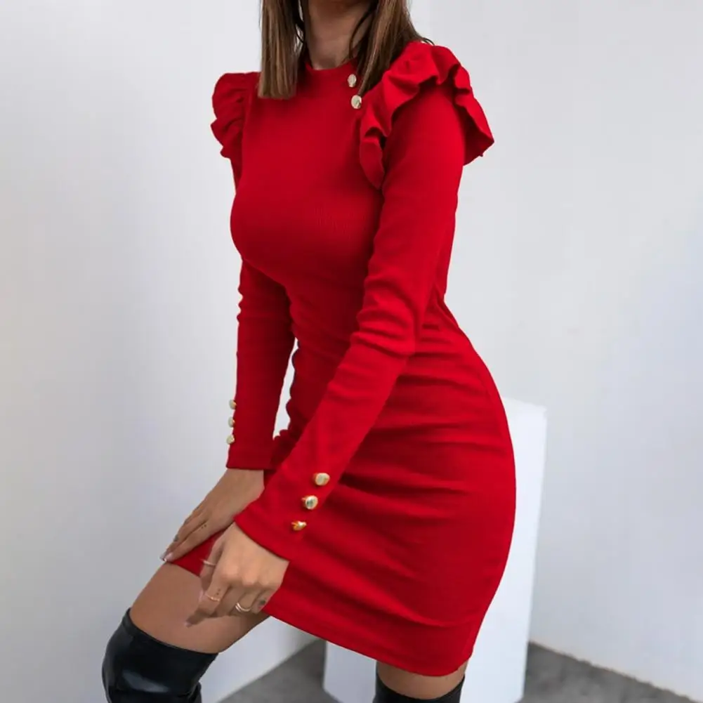 40%HOTWomen Dress Solid Color Ruffles Spring Autumn Elegant Slim-fitting Bodycon Dress for Party
40%HOTWomen Dress Solid Color Ruffles Spring Autumn Elegant Slim-fitting Bodycon Dress for Party