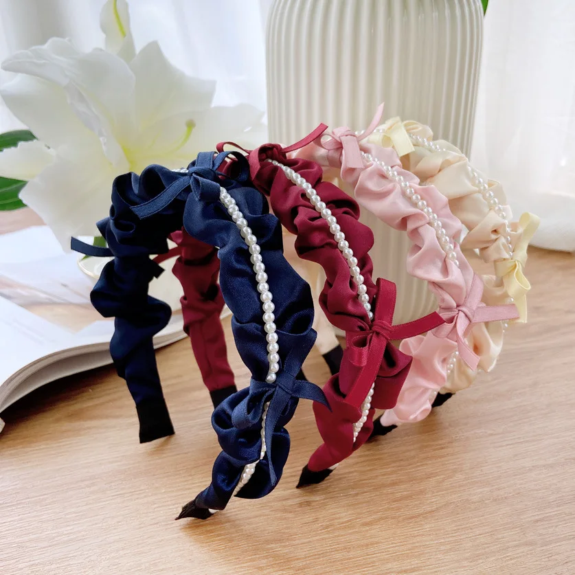 New Fold Pearl Bow Bezel Headwear Women Headband Girls Hair Bands Vintage Cosplay Hairband Hoop for Party Hair Accessories
New Fold Pearl Bow Bezel Headwear Women Headband Girls Hair Bands Vintage Cosplay Hairband Hoop for Party Hair Accessories