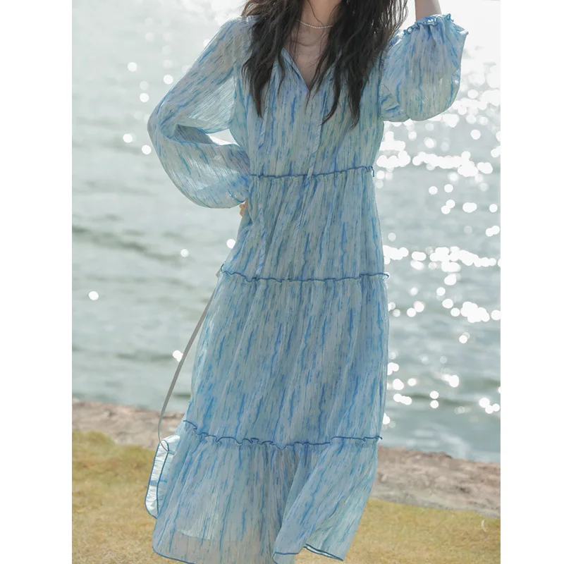 French Style Retro Elegant G-Level Elegant Dress Women's V-neck Ink Floral Spring Dress 2022 New
French Style Retro Elegant G-Level Elegant Dress Women's V-neck Ink Floral Spring Dress 2022 New