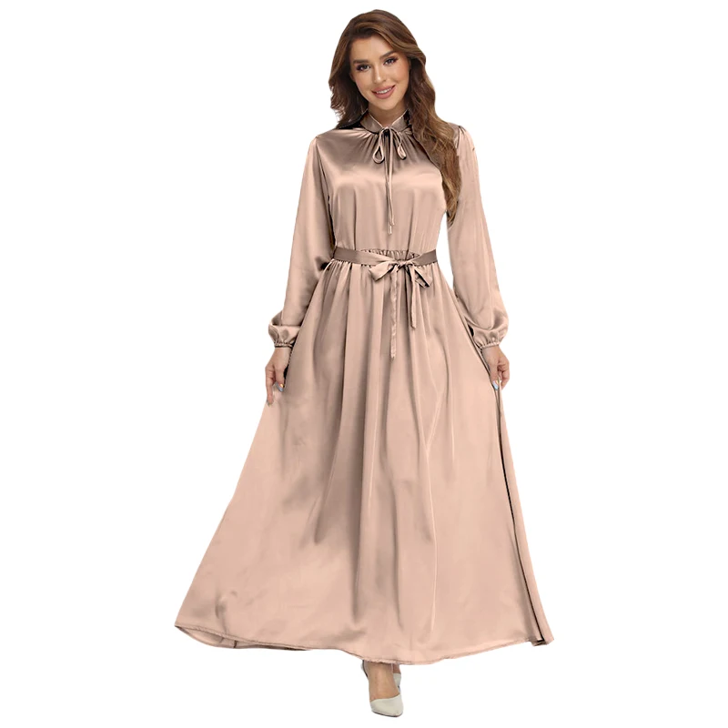 Arab Muslim Casual Long Sleeve Dress Women's Elegant Satin Tunic Abaya Middle East Islam Ethnic Apparels
Arab Muslim Casual Long Sleeve Dress Women's Elegant Satin Tunic Abaya Middle East Islam Ethnic Apparels