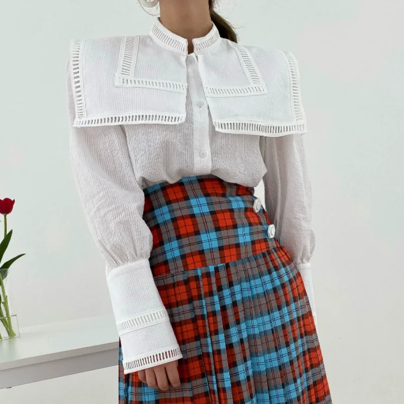 High Quality Elegant Women Blouse Shirt Korean Lantern Sleeve Stand Collar Runway Top Spring Autumn Camisas Hit Color Black I067
High Quality Elegant Women Blouse Shirt Korean Lantern Sleeve Stand Collar Runway Top Spring Autumn Camisas Hit Color Black I067